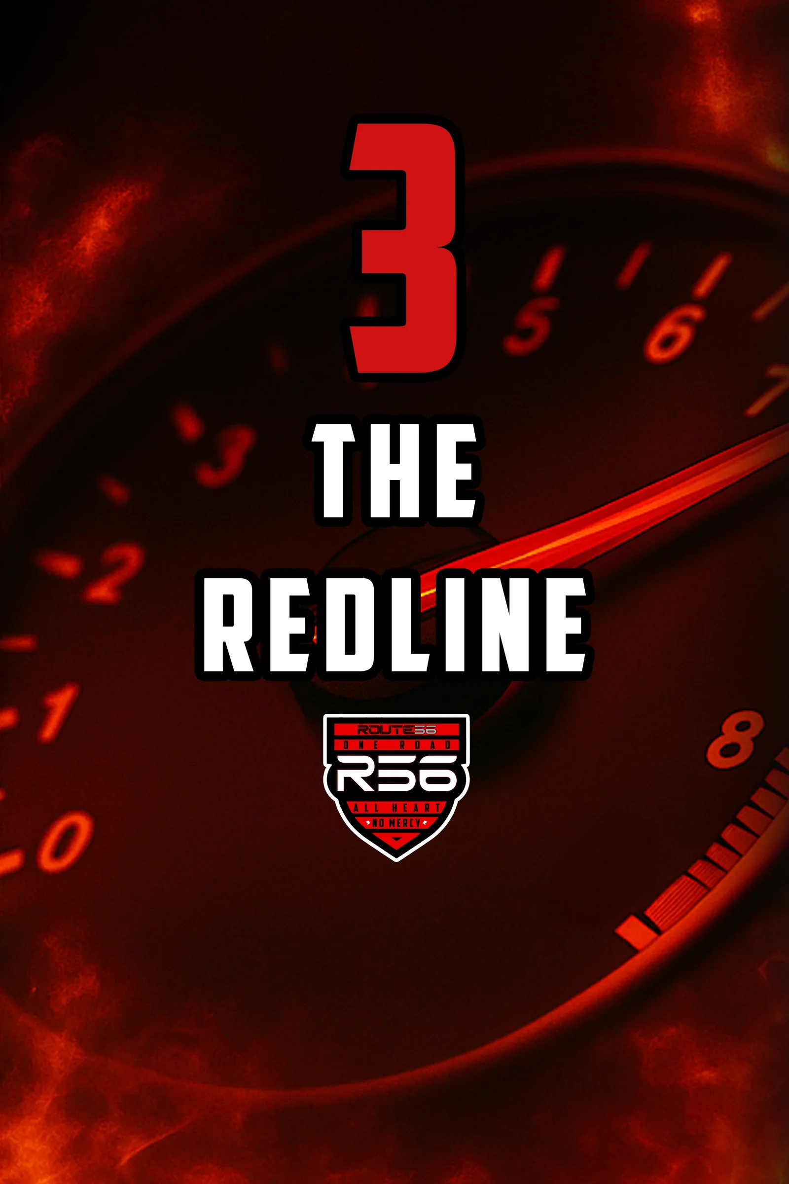 ROUTE56 Block 3 The Redline campaign graphic with a red tachometer