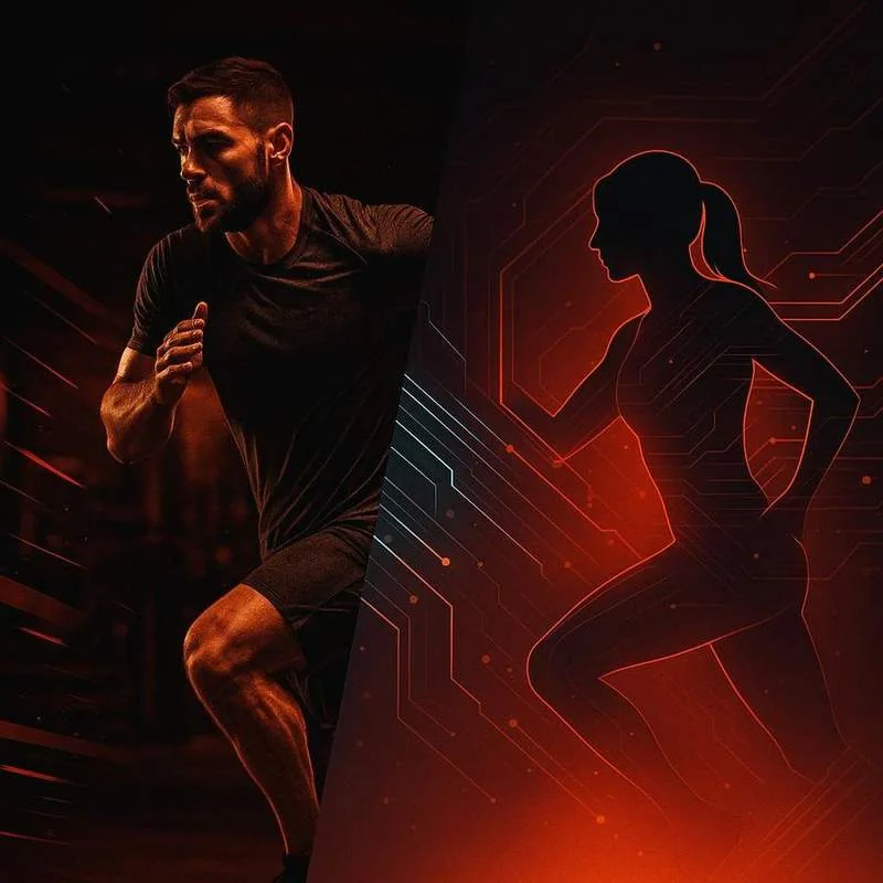 Athletes training under red ROUTE56 lighting
