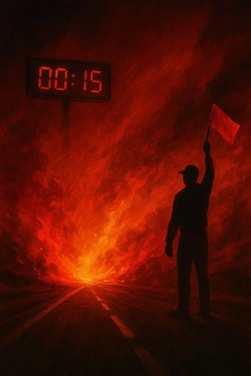 Athlete beneath the ROUTE56 fifteen-minute clock